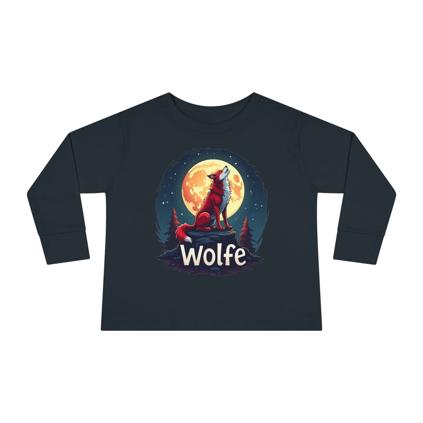 Printify Kids clothes Black / 2T Red Wolfe 🐺 Toddler Long Sleeve Tee