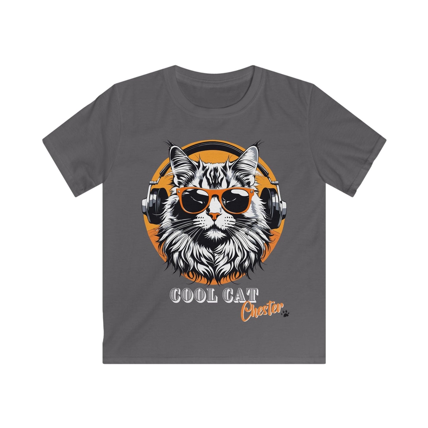 Printify Kids clothes Charcoal / S Chester COOL Cat Bunny Tee - Fun and Stylish Softstyle T-Shirt for Kids