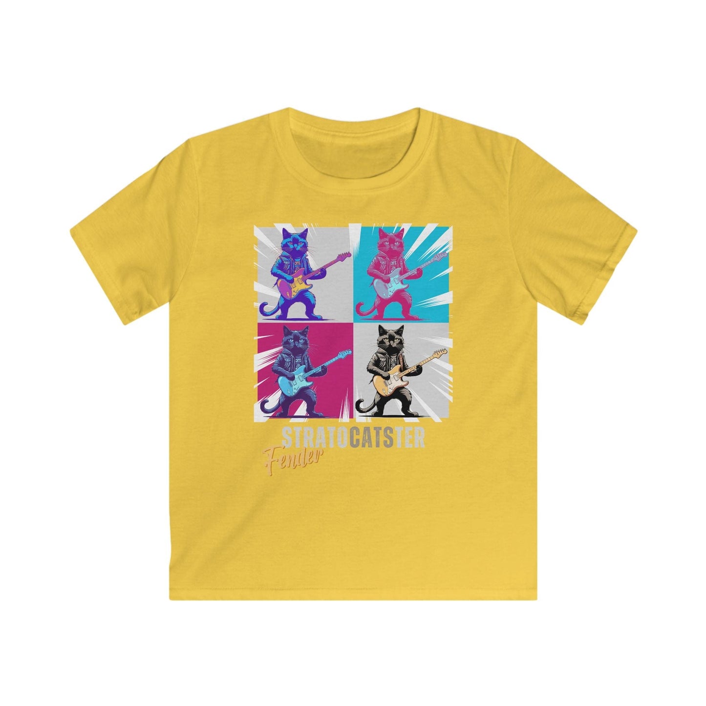Printify Kids clothes Daisy / L Kids Guitar Cat Softstyle Tee - Stratocaster Design