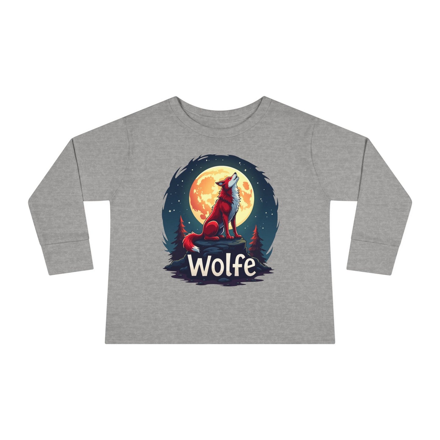 Printify Kids clothes Heather / 2T Red Wolfe 🐺 Toddler Long Sleeve Tee