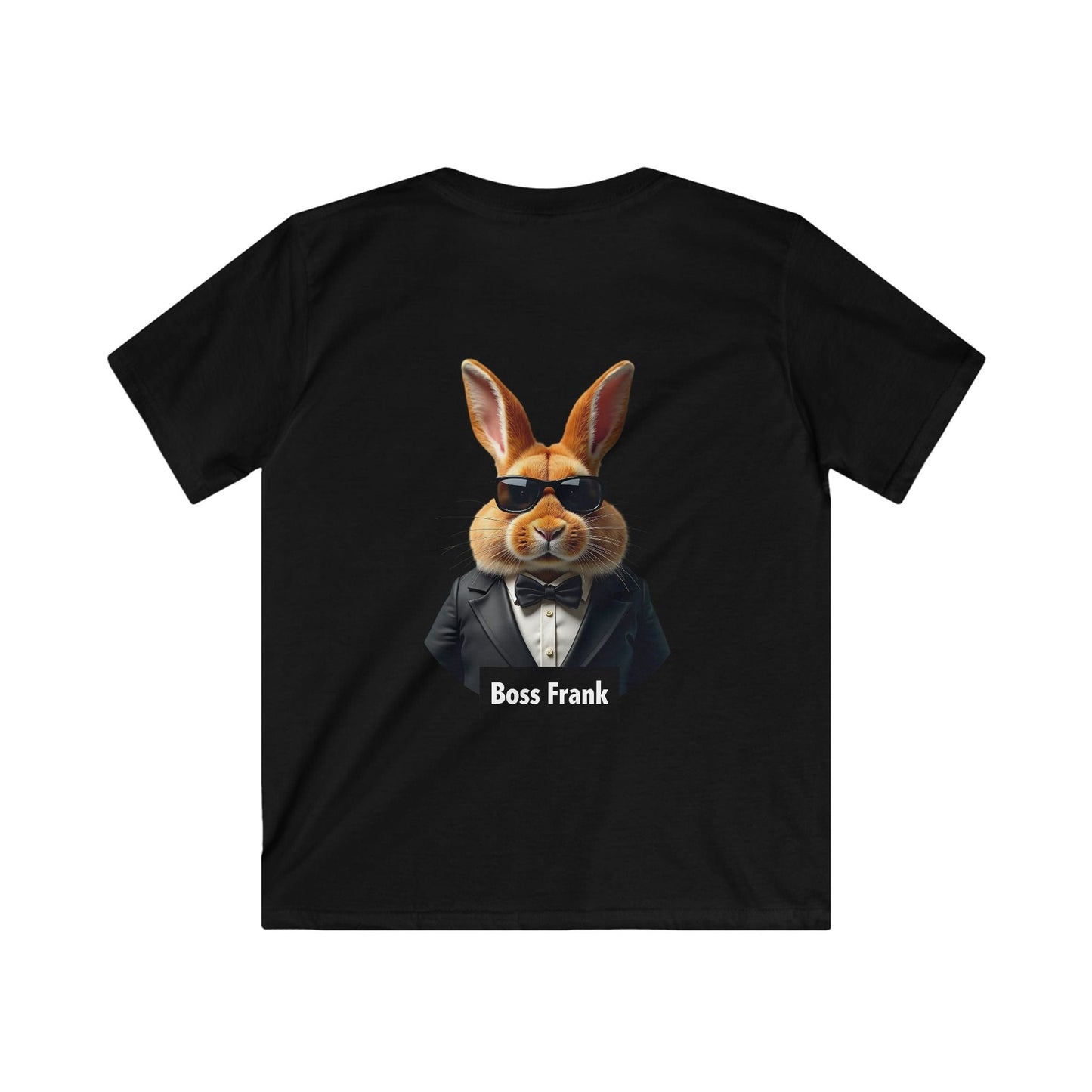 Printify Kids clothes M / Black Boss Frank Bunny Tee - Fun and Stylish Softstyle T-Shirt for Kids