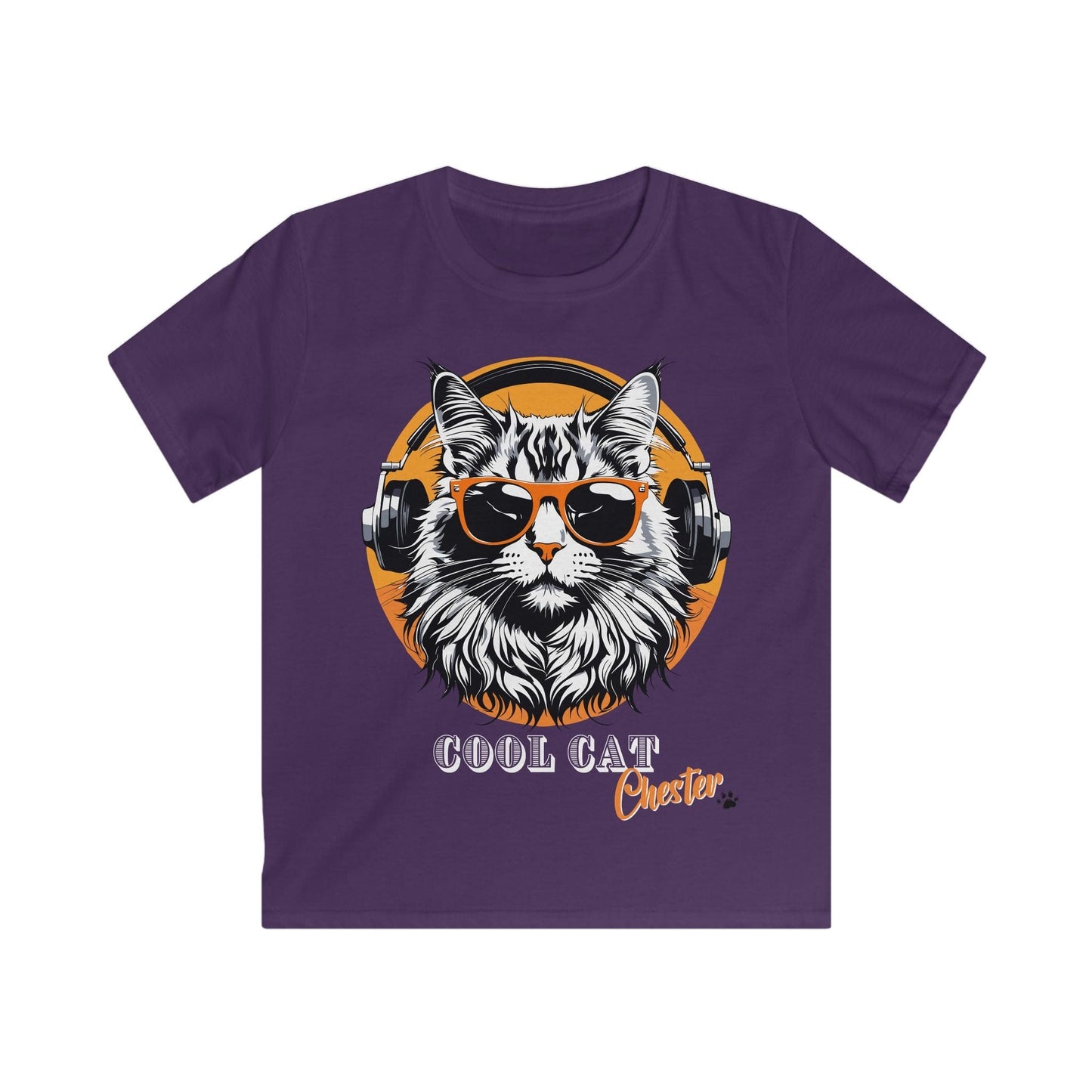 Printify Kids clothes Purple / S Chester COOL Cat Bunny Tee - Fun and Stylish Softstyle T-Shirt for Kids
