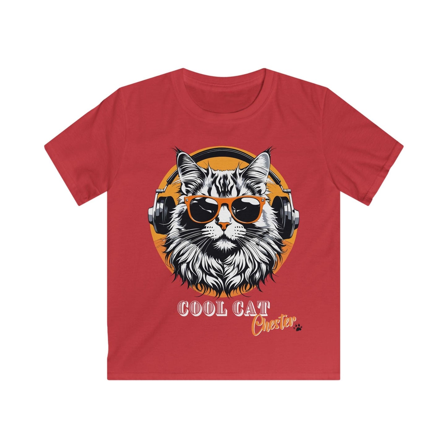 Printify Kids clothes Red / S Chester COOL Cat Bunny Tee - Fun and Stylish Softstyle T-Shirt for Kids