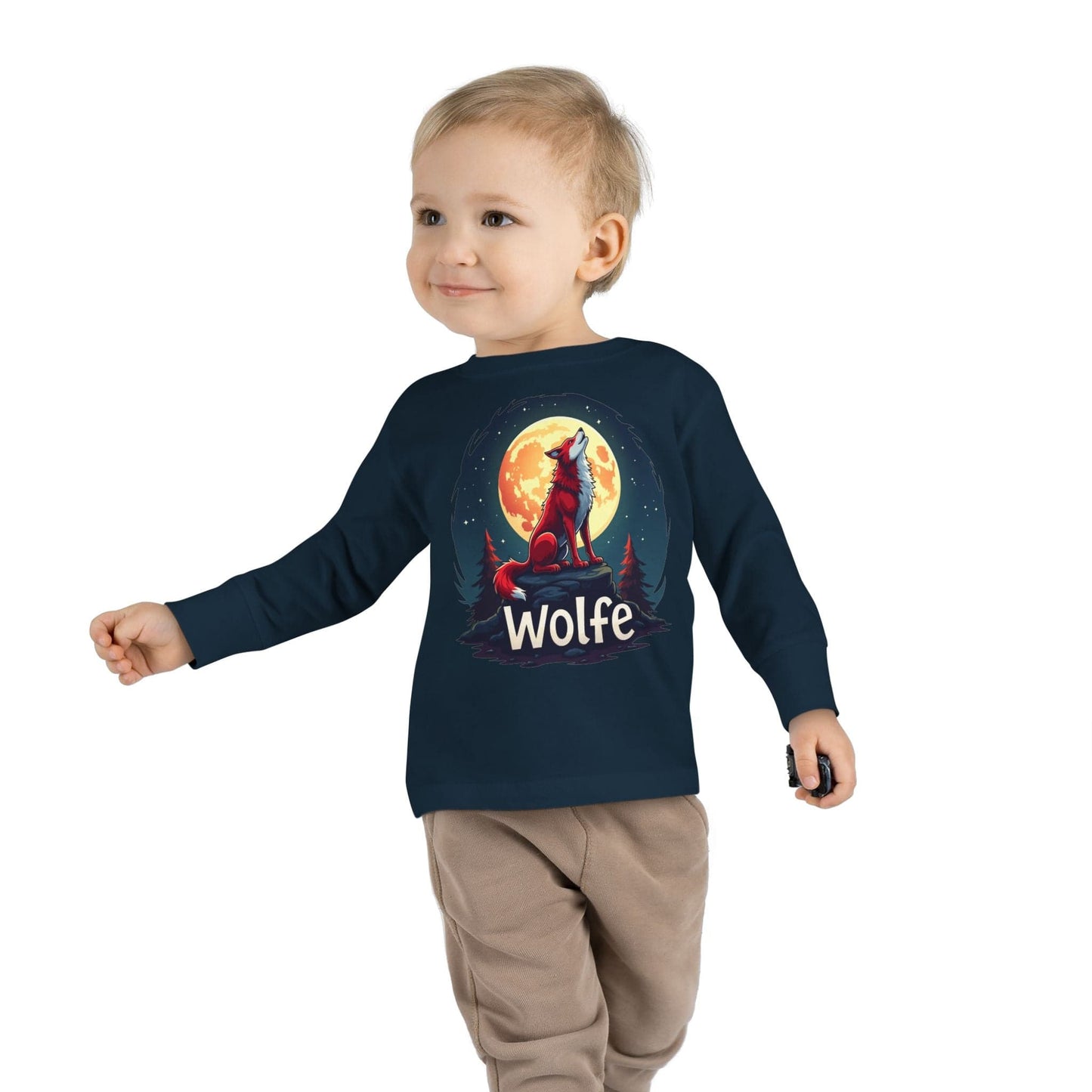 Printify Kids clothes Red Wolfe 🐺 Toddler Long Sleeve Tee