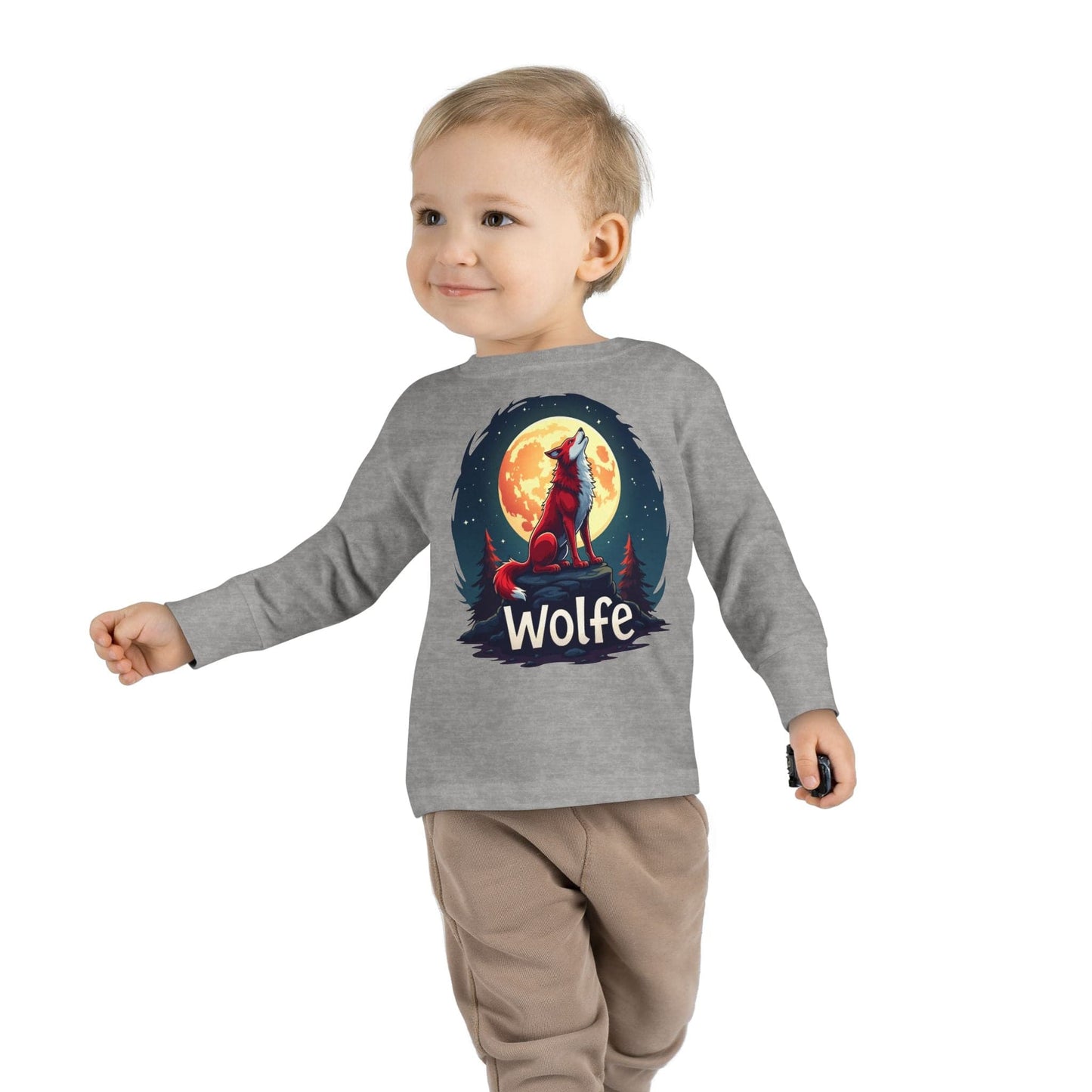 Printify Kids clothes Red Wolfe 🐺 Toddler Long Sleeve Tee