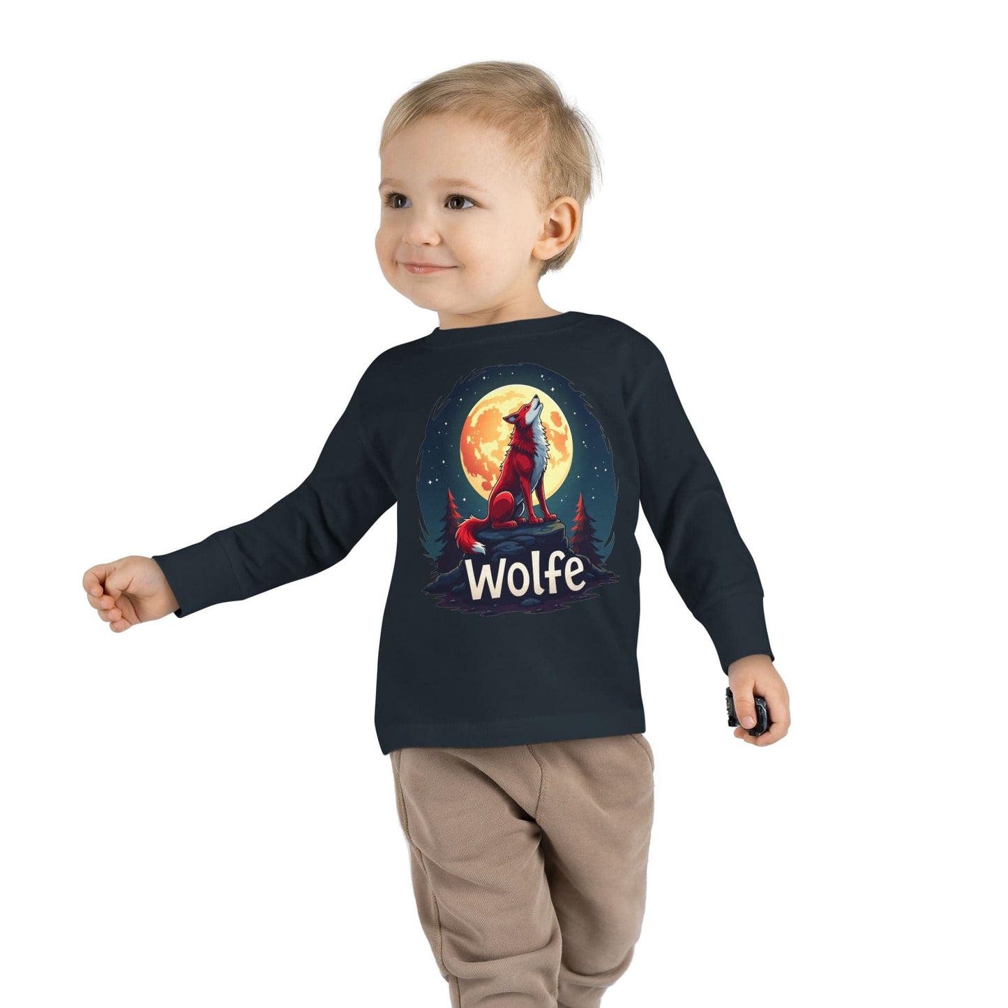 Printify Kids clothes Red Wolfe 🐺 Toddler Long Sleeve Tee