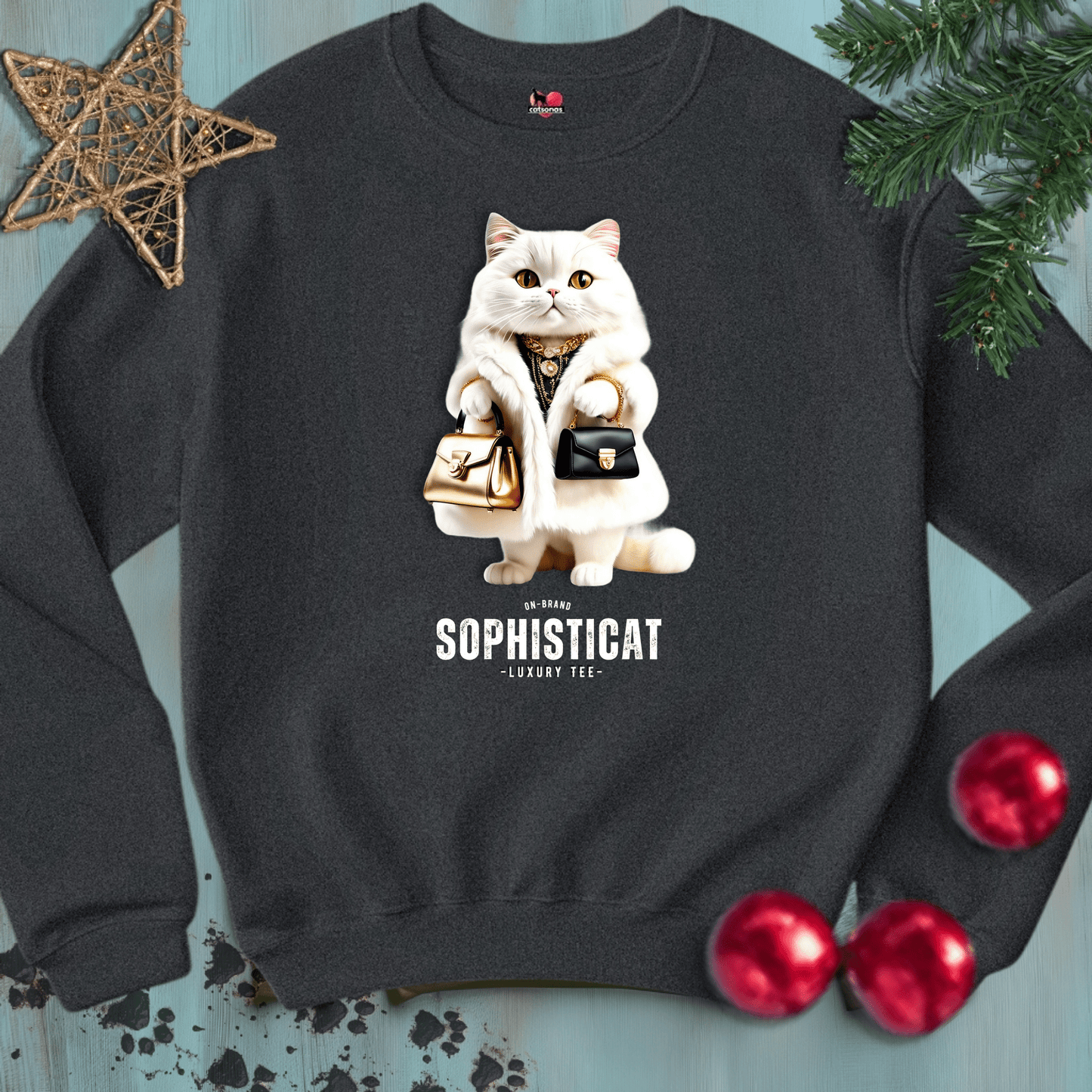 Printify Sweatshirt S / Dark Heather SOPHISTICAT-BLACK-2-CATSONAS-FASHION-LUXURY_8a5051ab-b5e0-4c0d-821a-78b1952d2354