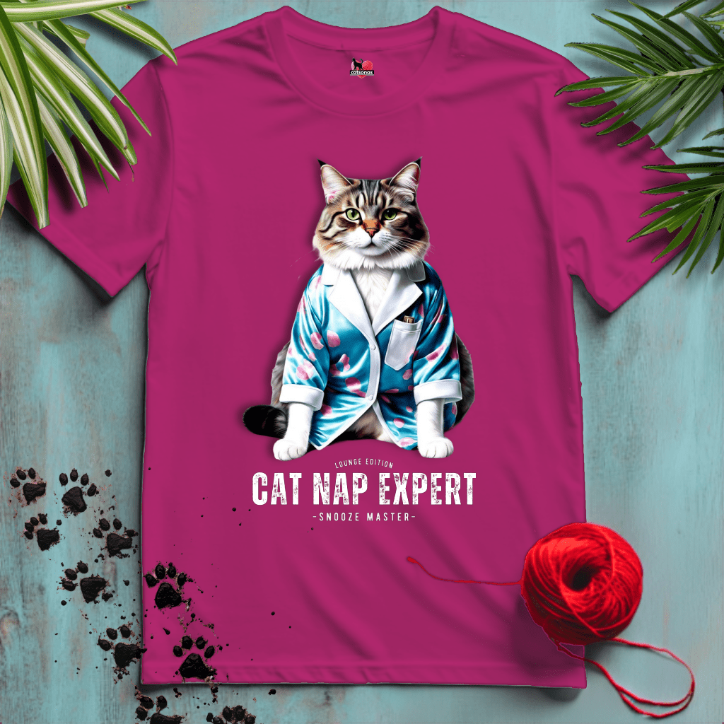 Printify T-Shirt Antique Heliconia / S CAT-NAP-EXPERT 💤 SLEEP-SNOOZE-NAP |Lifestyle Cats Collection