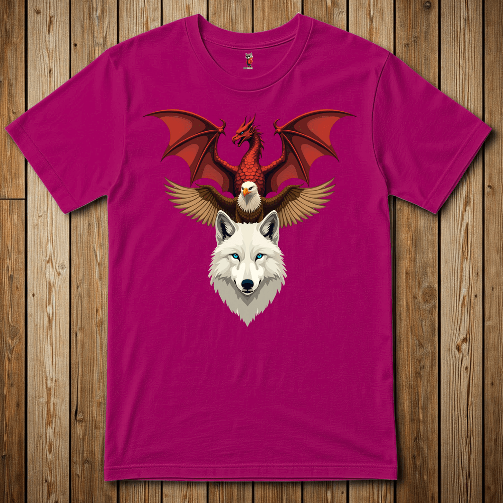 Printify T-Shirt Antique Heliconia / S Wolfe Eagle Dragon