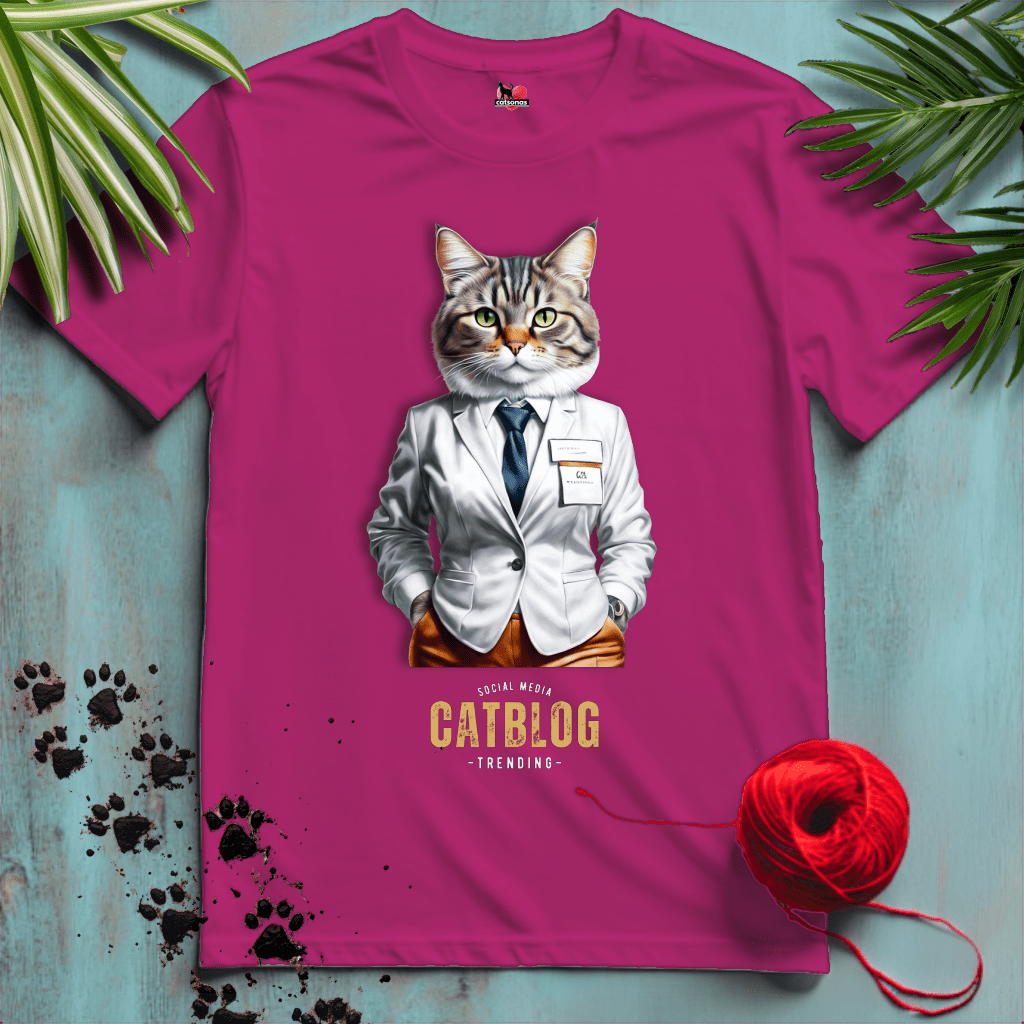 Printify T-Shirt Antique Heliconia / XL CAT-BLOGGER 🖊️ SOCIAL-MEDIA | Smart Cats Collection