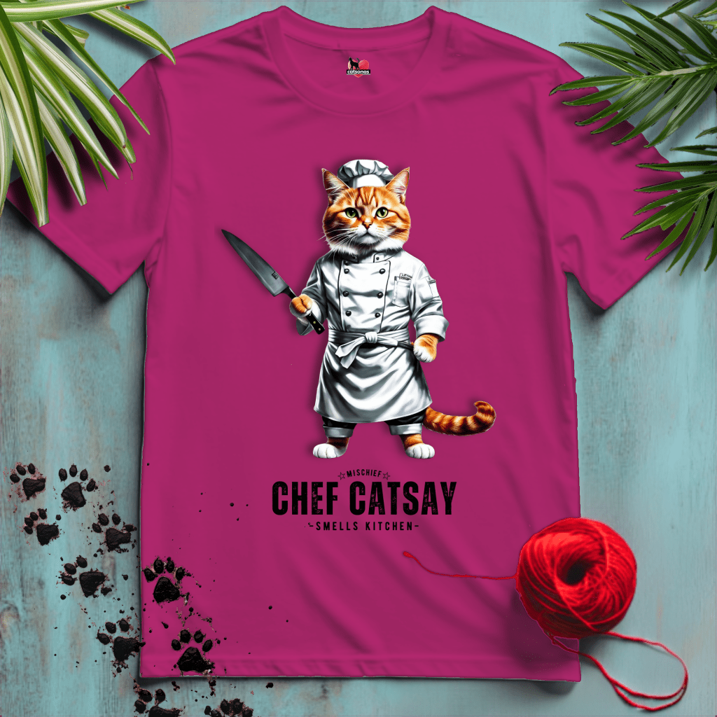 Printify T-Shirt Antique Heliconia / XL CHEF-CATSAY 🔪 COOKING-CAT | Lifestyle Cats Collection