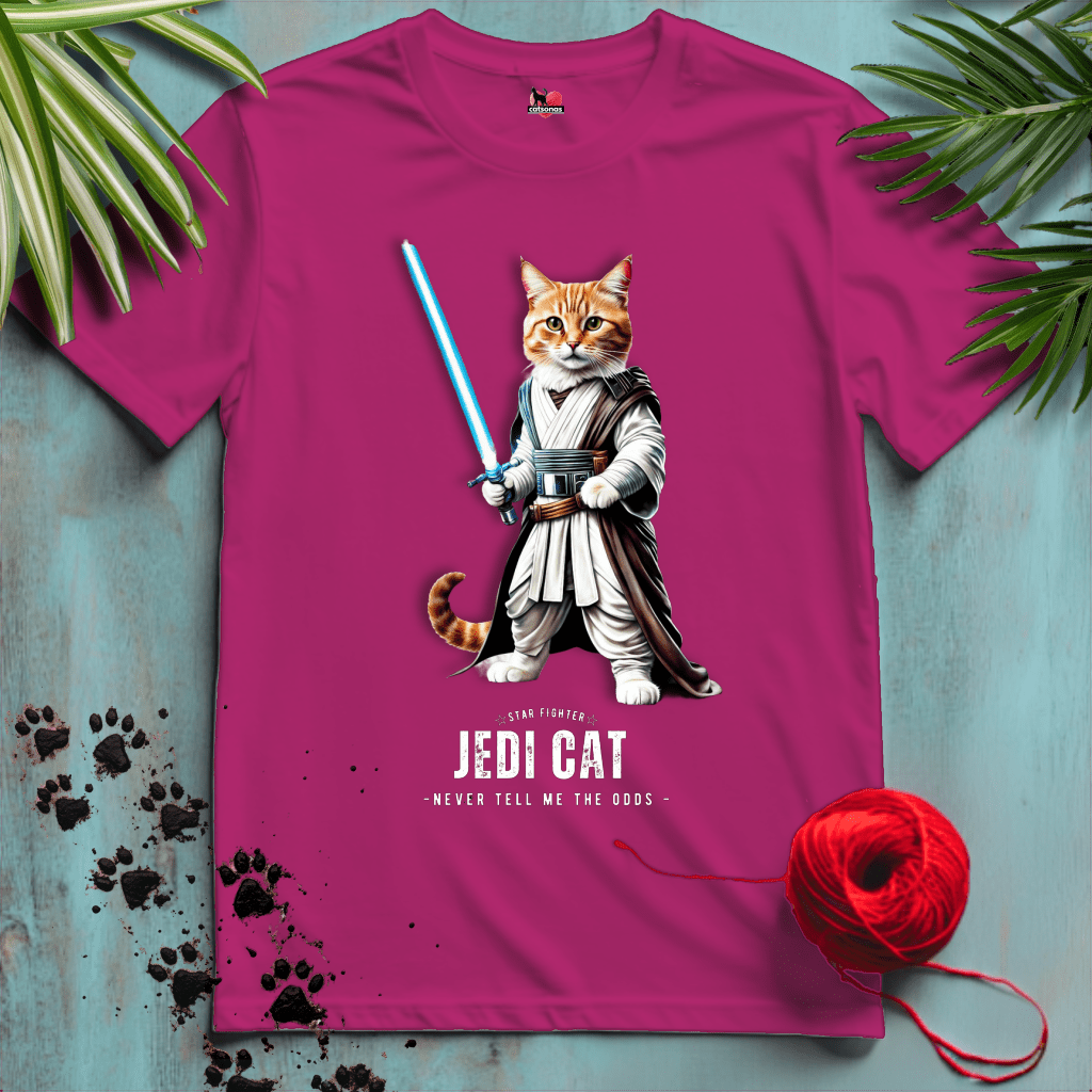 Printify T-Shirt Antique Heliconia / XL JEDI-CAT ✷ MAY-THE-PAWS | Sci-Fi Cats Collection