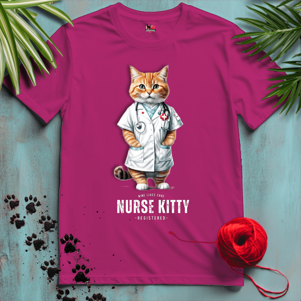 Printify T-Shirt Antique Heliconia / XL NURSE-KITTY 🩺 NINE-LIVES | Healthcare Cats Collection | REGISTERED