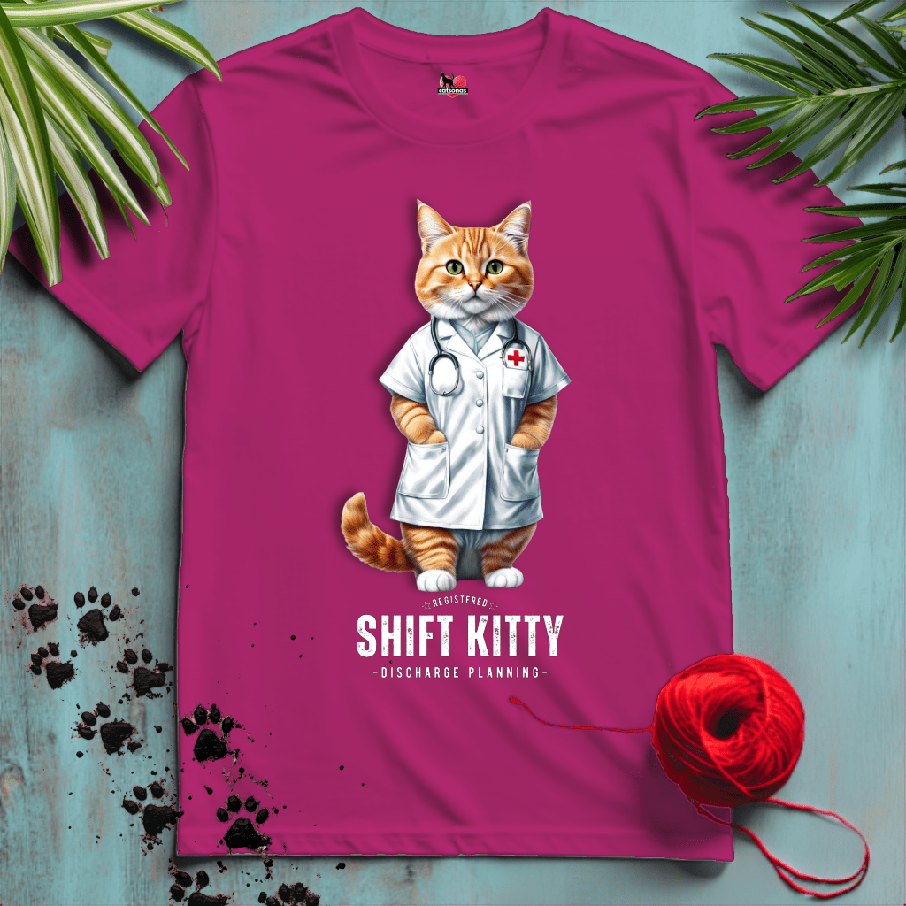 Printify T-Shirt Antique Heliconia / XL SHIFT-KITTY 🏥 REGISTERED NURSE | Healthcare Cats Collection