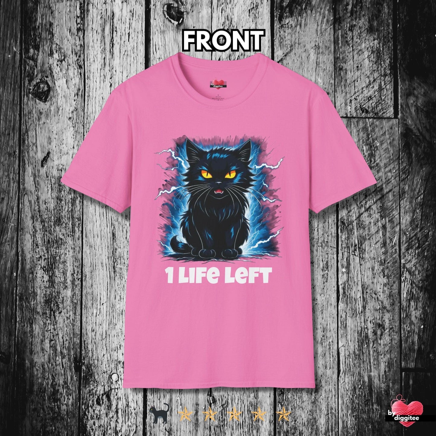 Printify T-Shirt Azalea / S Funny CATS ๐โโฌ 1 LIFE LEFT