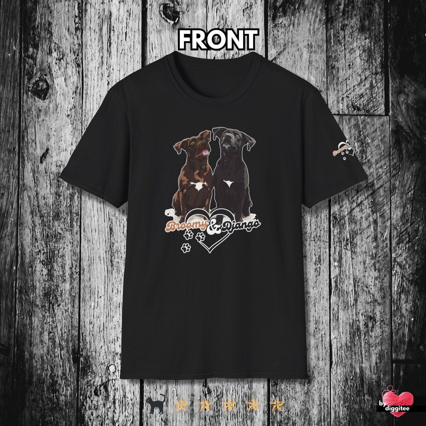 Printify T-Shirt Black / S Broomy & Django | Best Dogs Ever