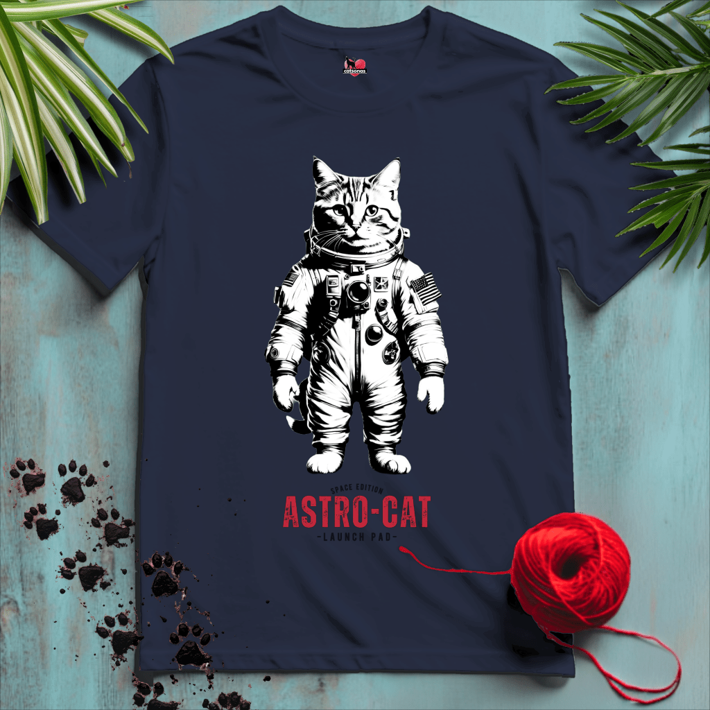Printify T-Shirt Black / XL ASTRO-CAT 🌕 MOON-SHOT-SE | Funny Cats Collection | Black+White SE