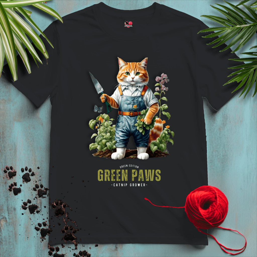 Printify T-Shirt Black / XL GREEN-PAWS 🪴 PLANT-LIFE | Lifestyle Cats Collection