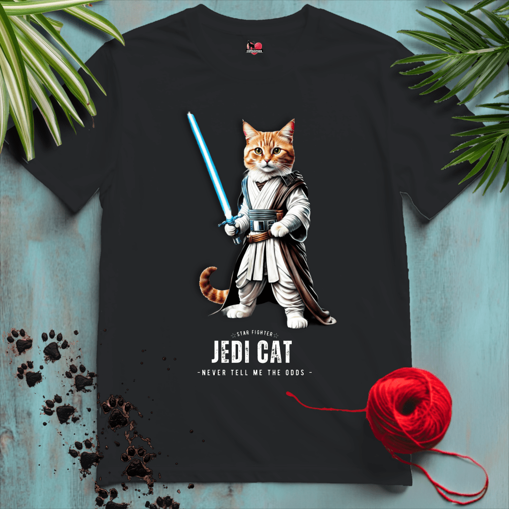 Printify T-Shirt Black / XL JEDI-CAT ✷ MAY-THE-PAWS | Sci-Fi Cats Collection