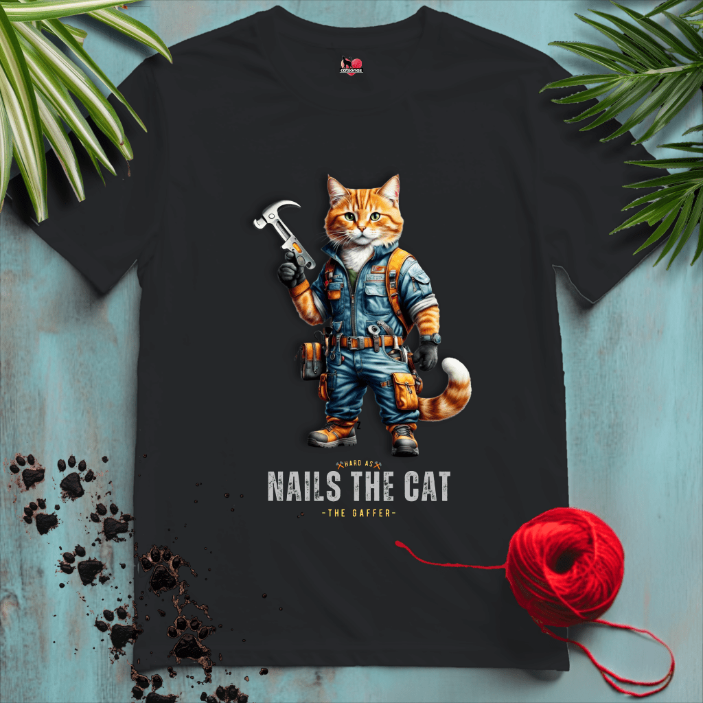 Printify T-Shirt Black / XL NAILS-THE-CAT ๐ ๏ธ WORKER | Working Cats Collection