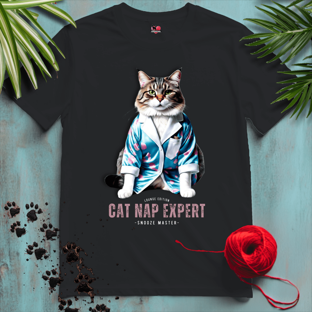 Printify T-Shirt Black / XS CAT-NAP-EXPERT 💤 SLEEP-SNOOZE-NAP |Lifestyle Cats Collection
