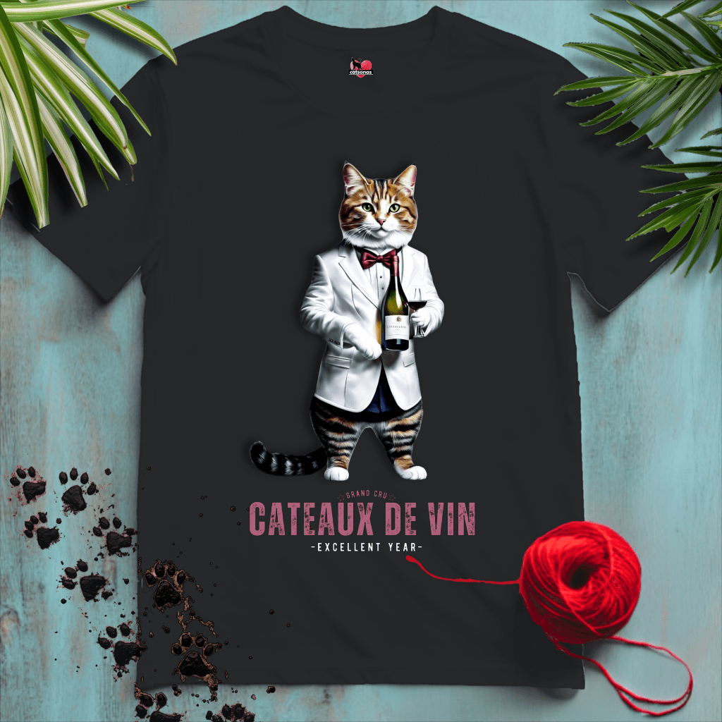 Printify T-Shirt Black / XS CATEAUX-DE-VIN 🍷 WINE SOMMELIER CAT | Lifestyle Cats Collection