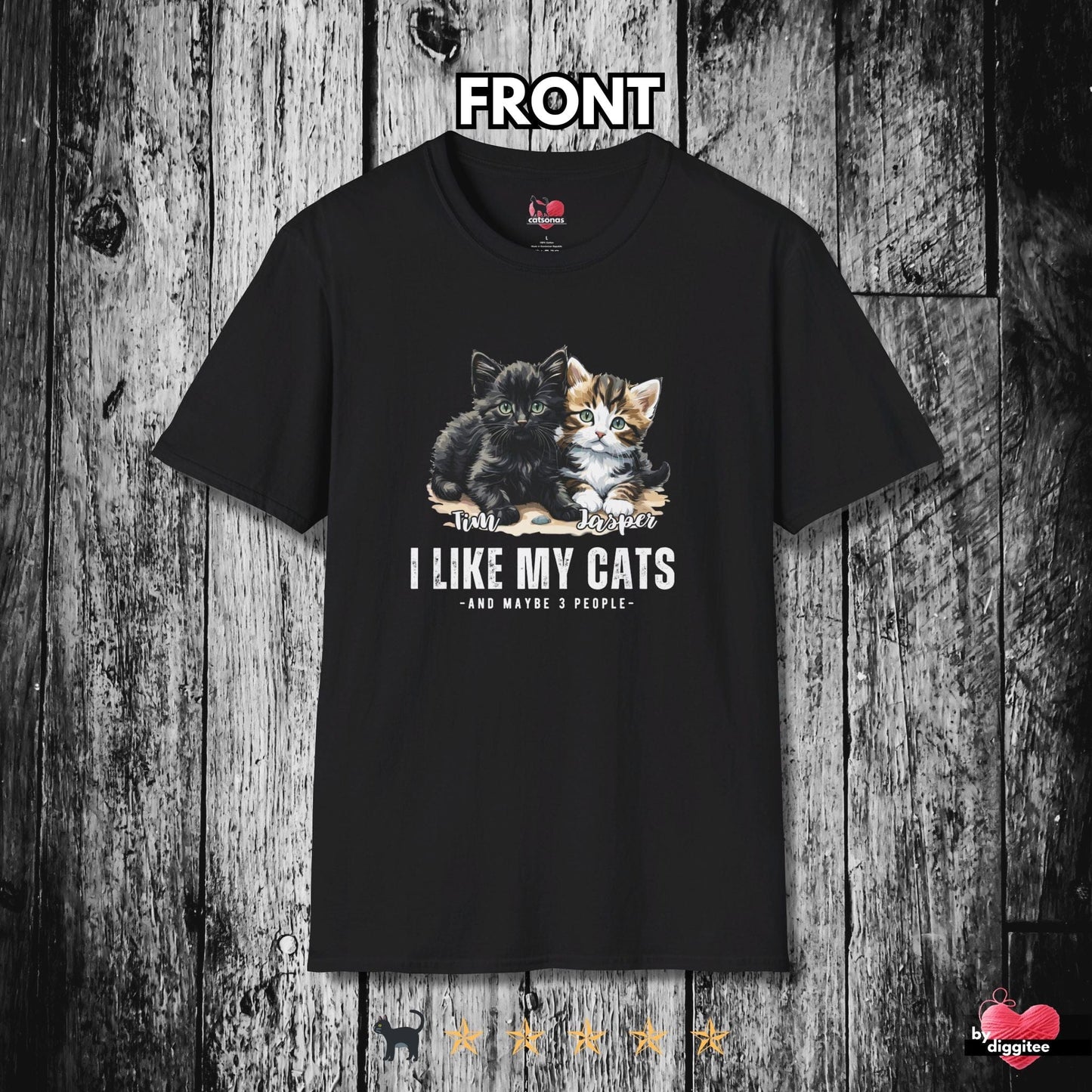 Printify T-Shirt Black / XS CUSTOM Cats 🐈 🐈⬛ I LIKE MY Cats.. And...