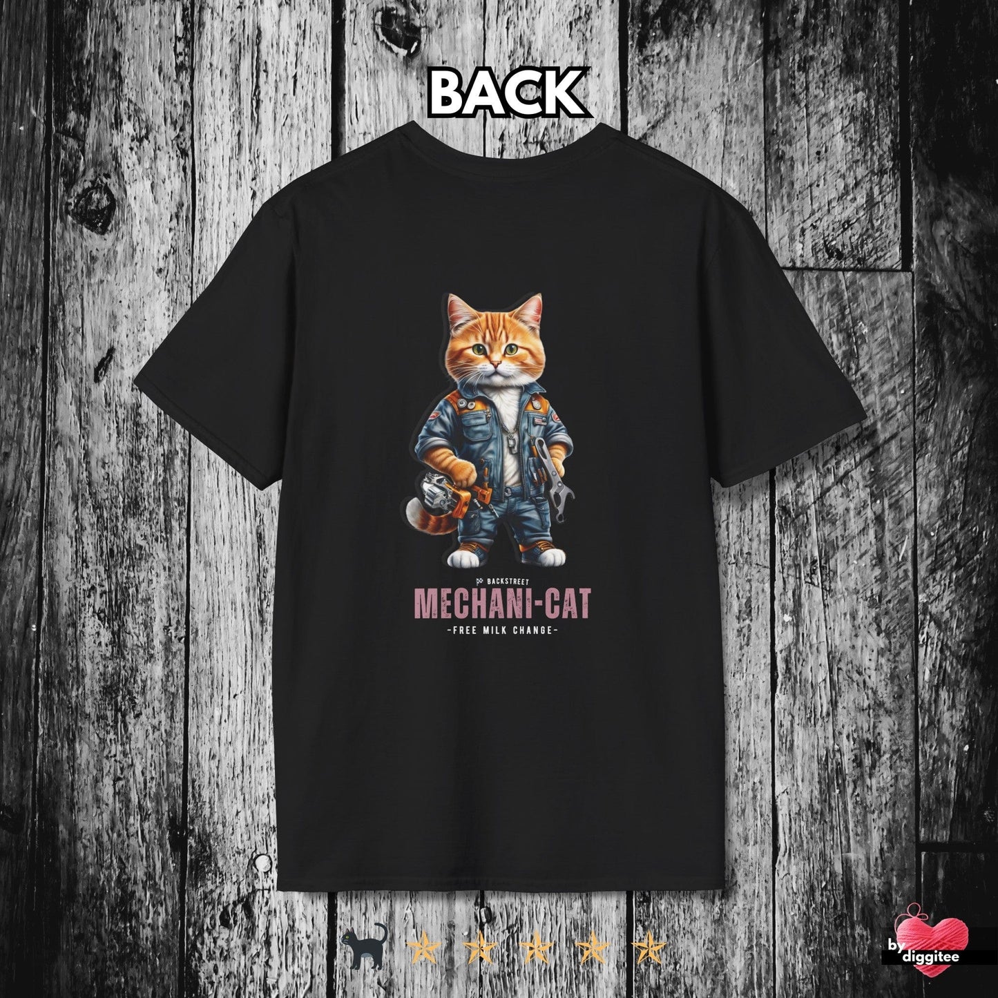 Printify T-Shirt Black / XS MECHANI-CAT ๐ง BACK PRINT