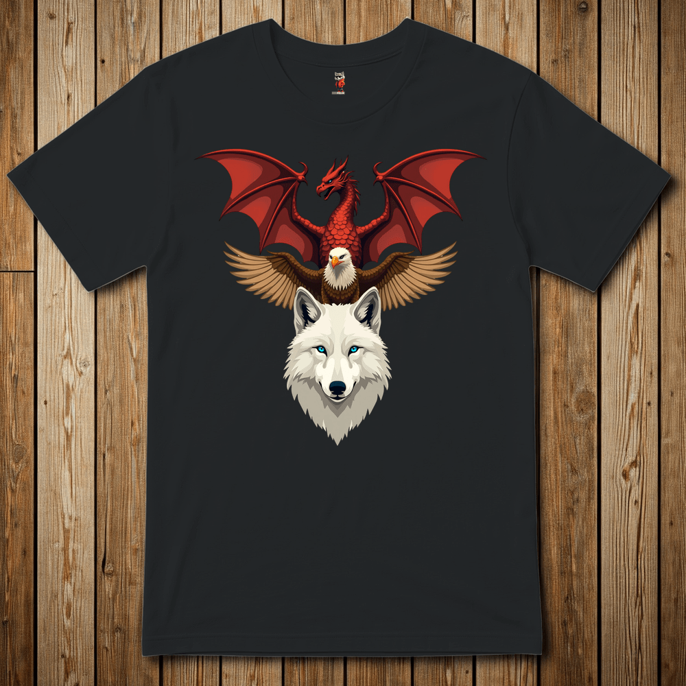 Printify T-Shirt Black / XS Wolfe Eagle Dragon