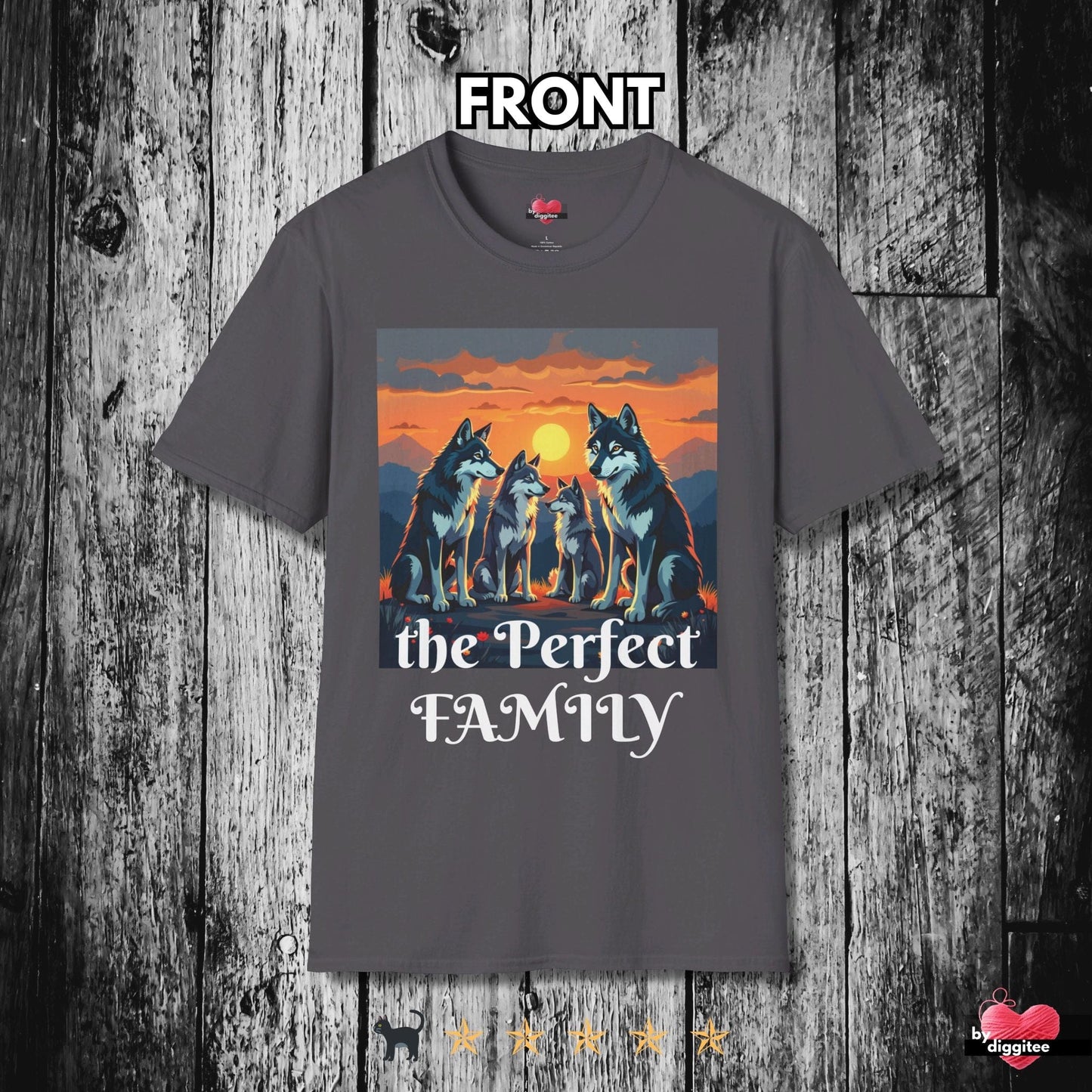 Printify T-Shirt Charcoal / XS CUSTOM CATS ❤️ the Perfect WOLF Family