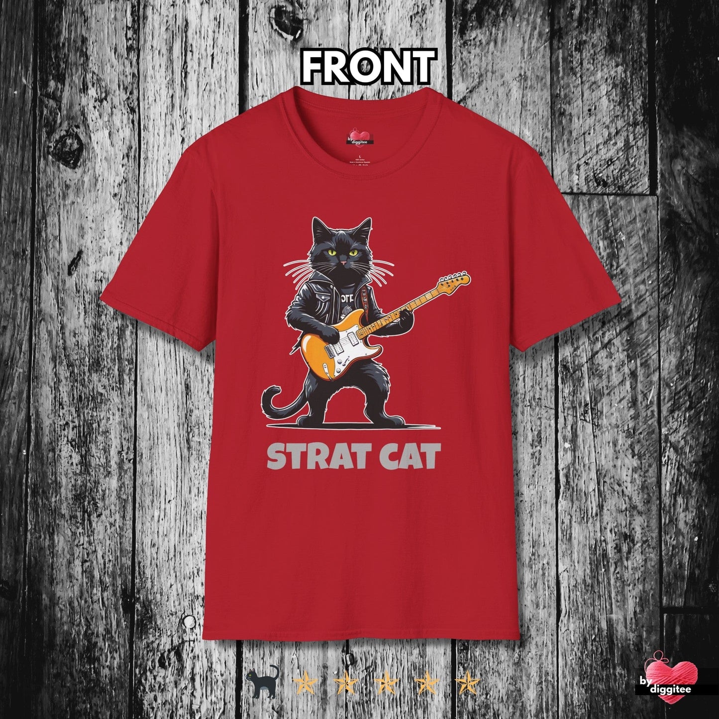 Printify T-Shirt Cherry Red / S Funny CATS ๐ธ STRAT CAT