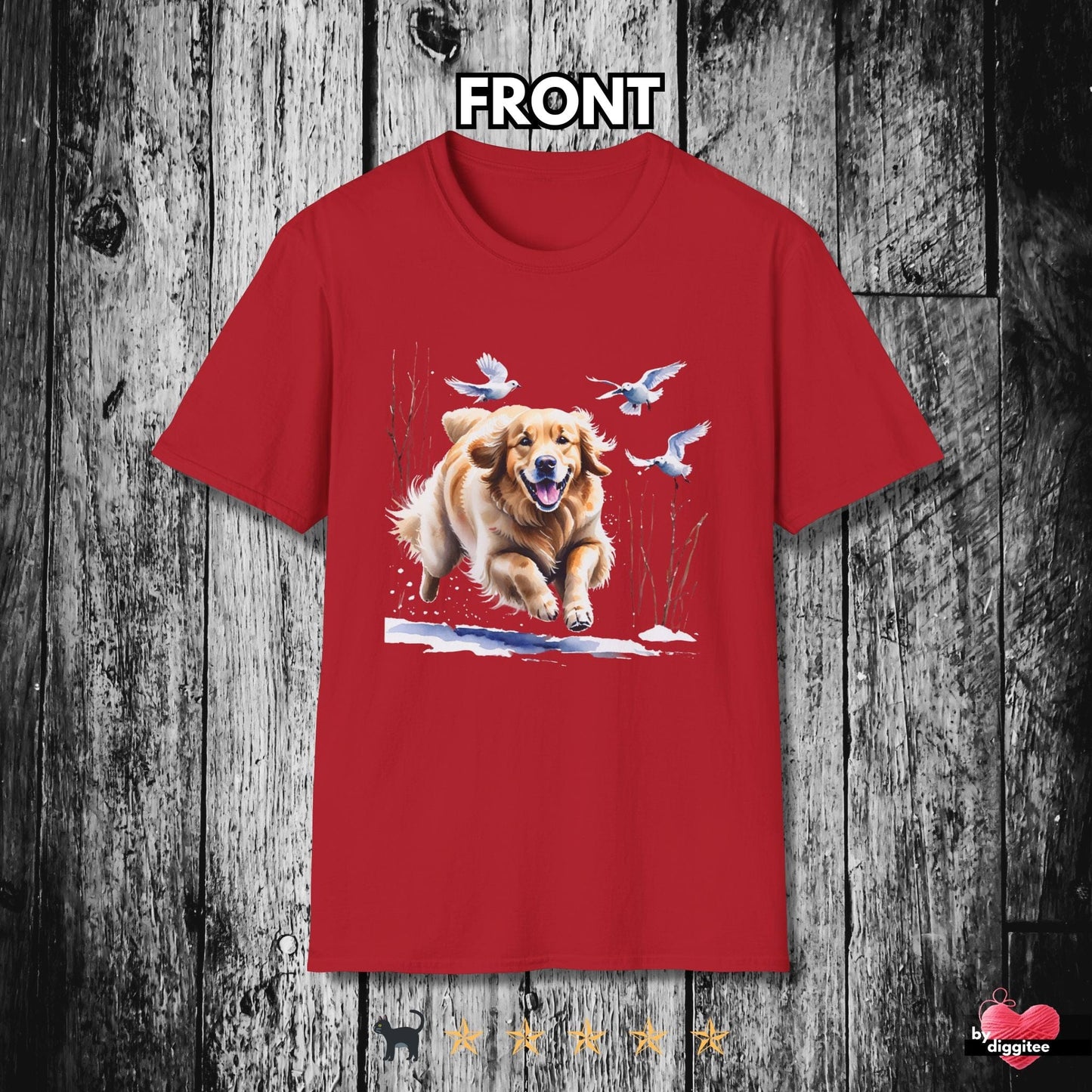 Printify T-Shirt Cherry Red / S Golden Retriever Running T-shirt