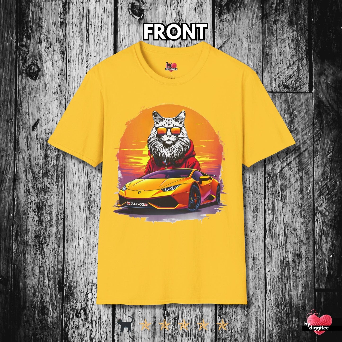 Printify T-Shirt Daisy / S 🏴 CUSTOM Cats 🩷 LAMBO DRIVER Gift: JJJ-03