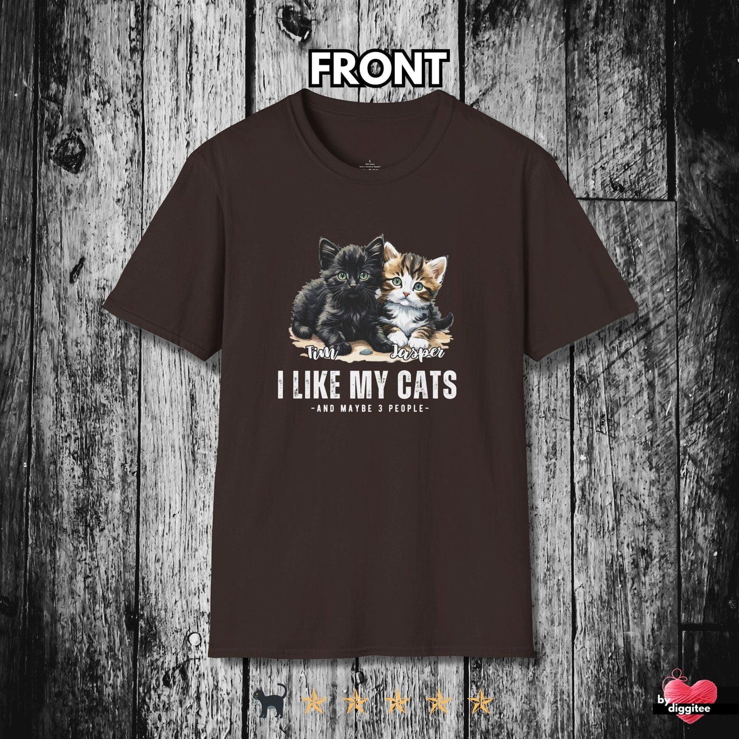 Printify T-Shirt Dark Chocolate / S CUSTOM Cats 🐈 🐈⬛ I LIKE MY Cats.. And...