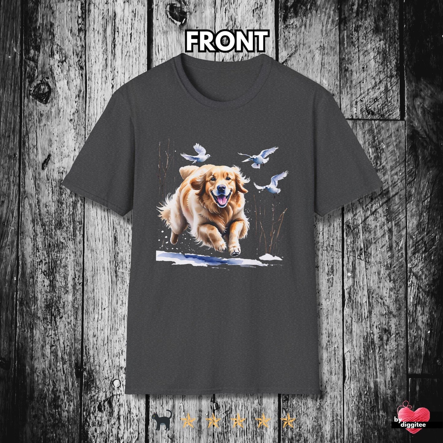 Printify T-Shirt Dark Heather / XS Golden Retriever Running T-shirt