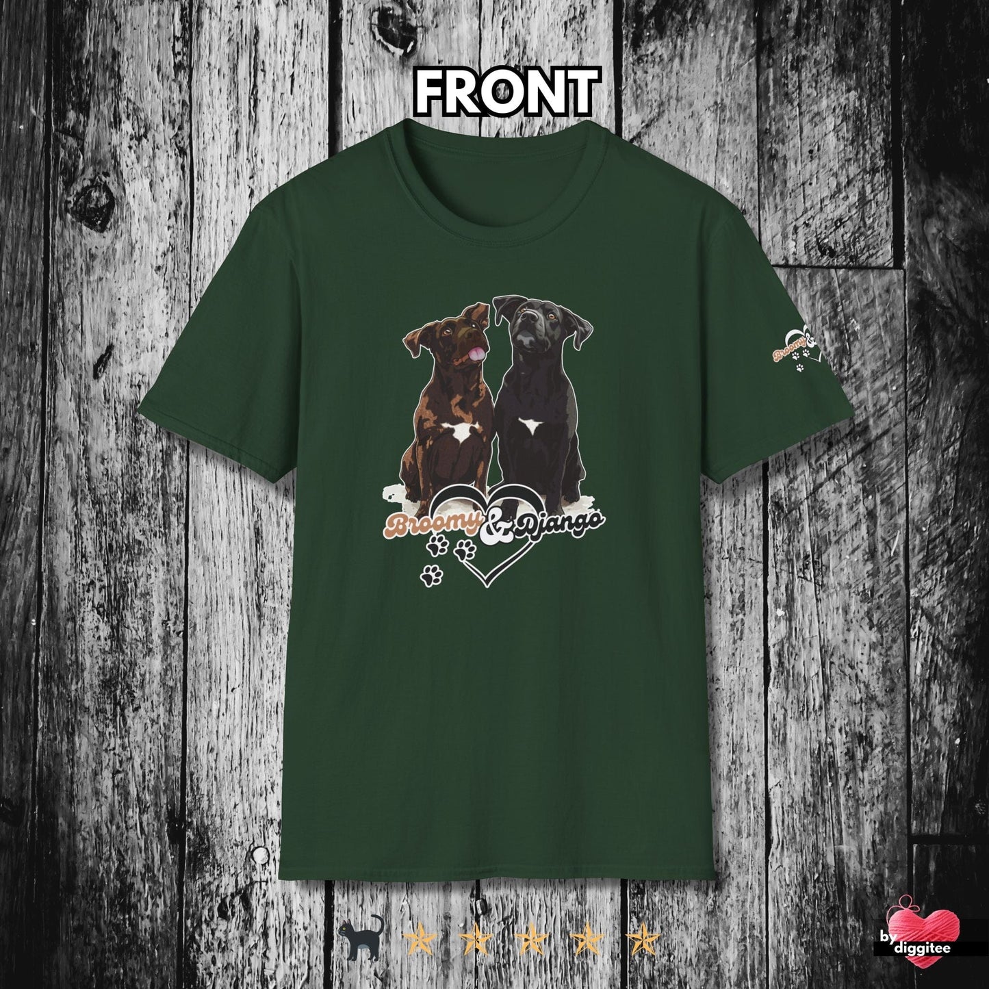 Printify T-Shirt Forest Green / S Broomy & Django | Best Dogs Ever
