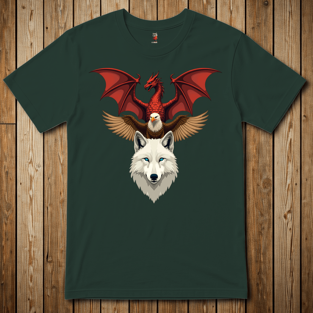Printify T-Shirt Forest Green / S Wolfe Eagle Dragon