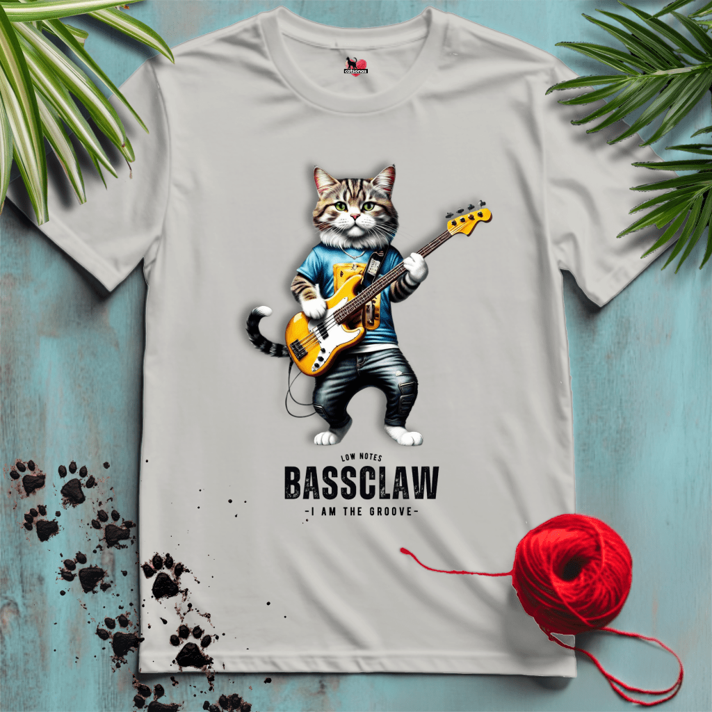 Printify T-Shirt Ice Grey / S BASS-CLAW 𝄢 BASS-PLAYER-CAT | Music Cats Collection
