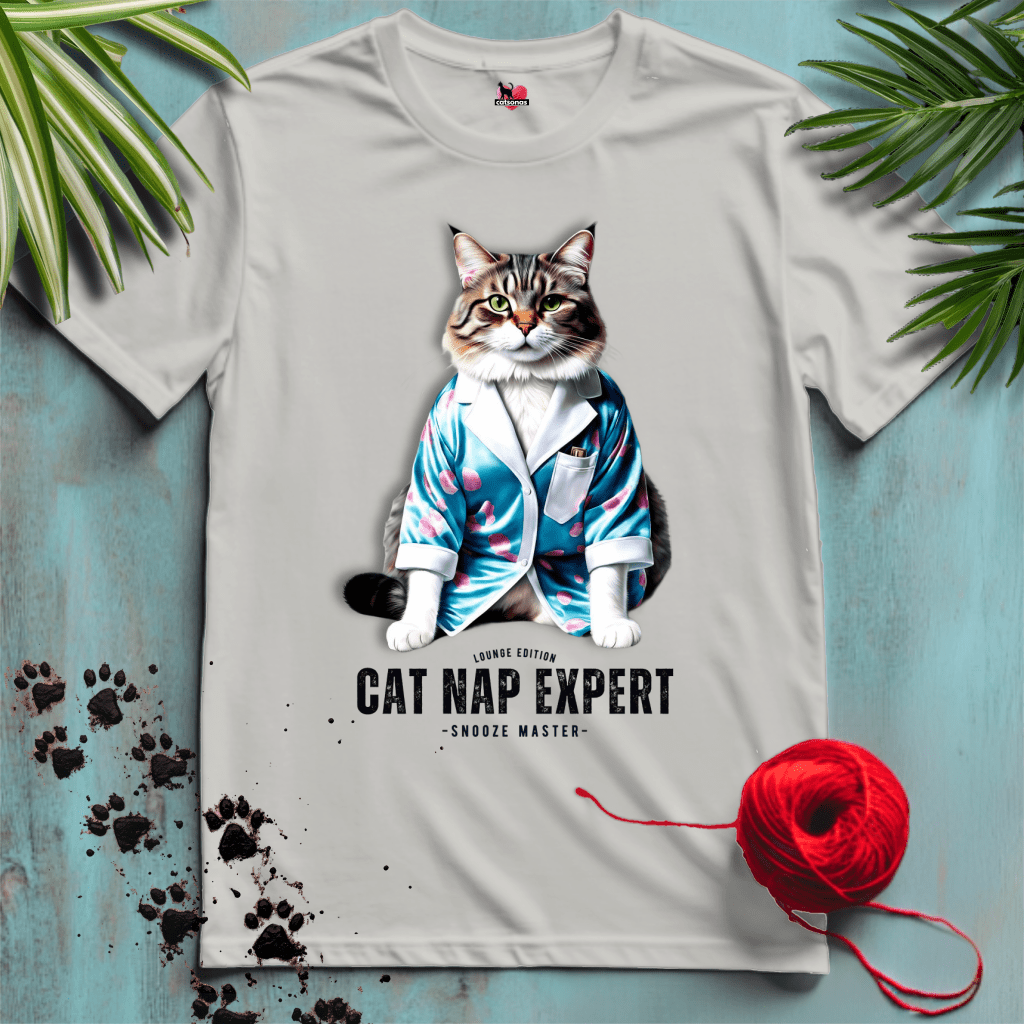 Printify T-Shirt Ice Grey / S CAT-NAP-EXPERT 💤 SLEEP-SNOOZE-NAP |Lifestyle Cats Collection