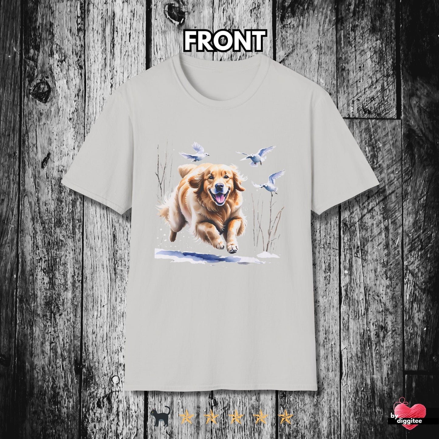 Printify T-Shirt Ice Grey / S Golden Retriever Running T-shirt