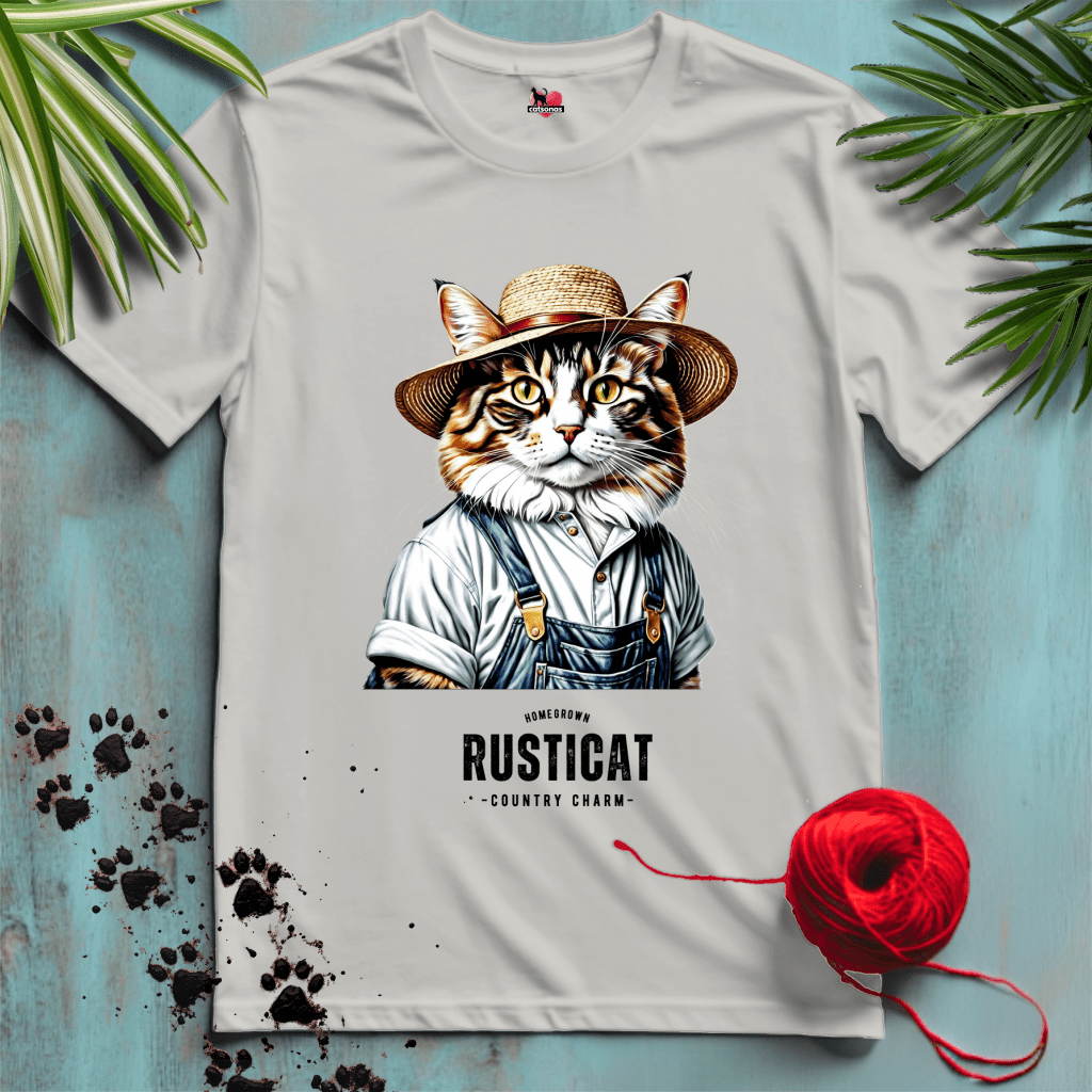 Printify T-Shirt Ice Grey / S RUSTIC-CAT 👨🌾 FELINE FARMER | Working Cats Collection