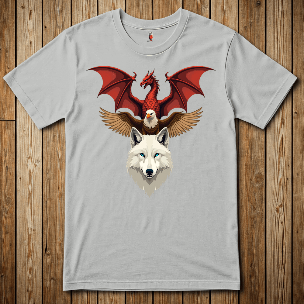 Printify T-Shirt Ice Grey / S Wolfe Eagle Dragon