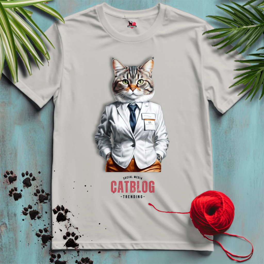Printify T-Shirt Ice Grey / XL CAT-BLOGGER 🖊️ SOCIAL-MEDIA | Smart Cats Collection