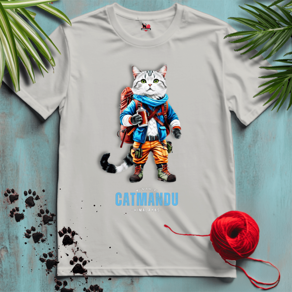 Printify T-Shirt Ice Grey / XL CATMANDU 🏔️ MOUNTAIN-CAT | Adventure Cats Collection