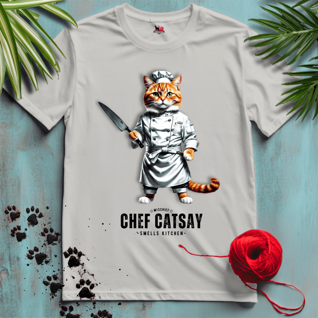 Printify T-Shirt Ice Grey / XL CHEF-CATSAY 🔪 COOKING-CAT | Lifestyle Cats Collection