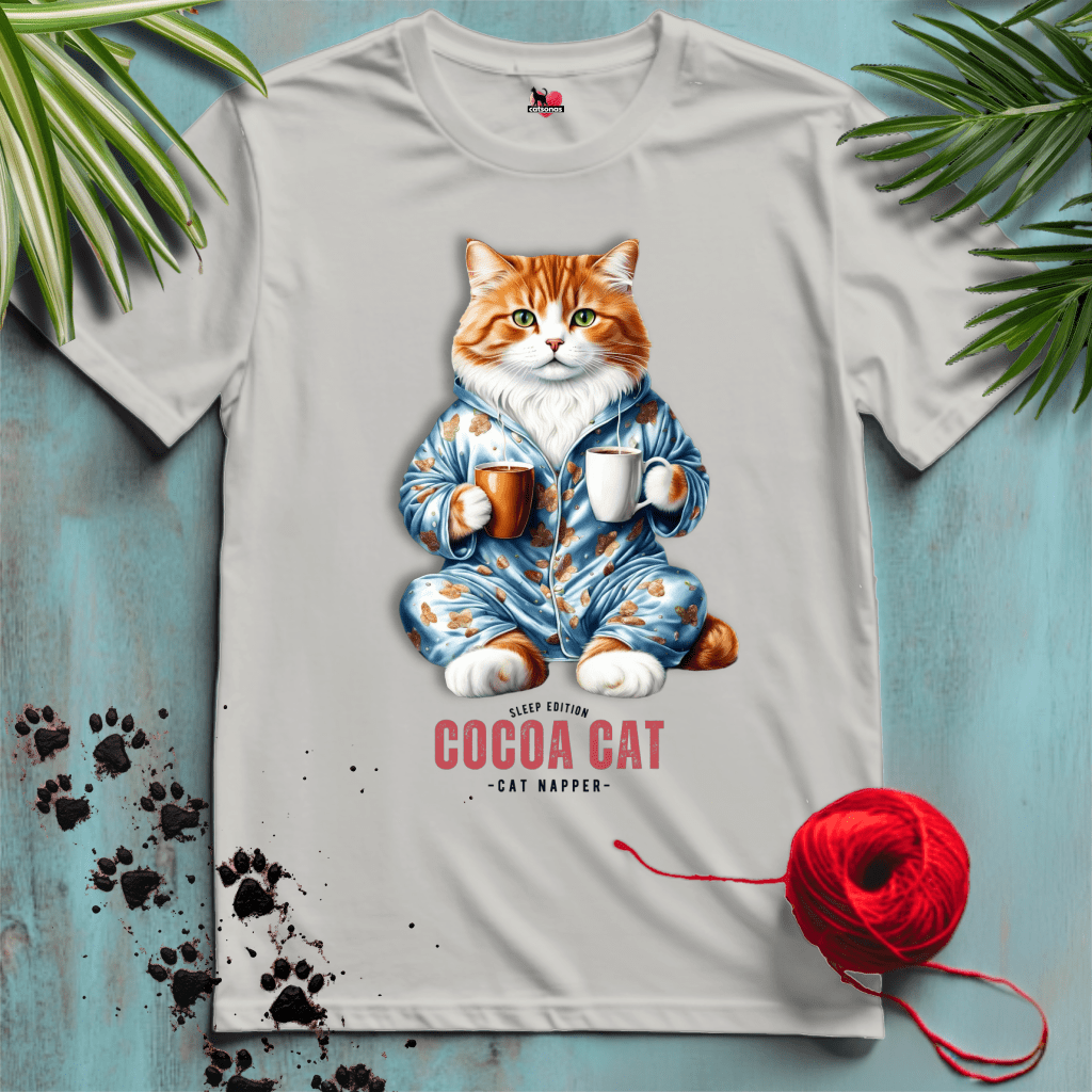 Printify T-Shirt Ice Grey / XL COCOA-CAT 🥱 CAT-NAPPER | Lazy Cats Collection