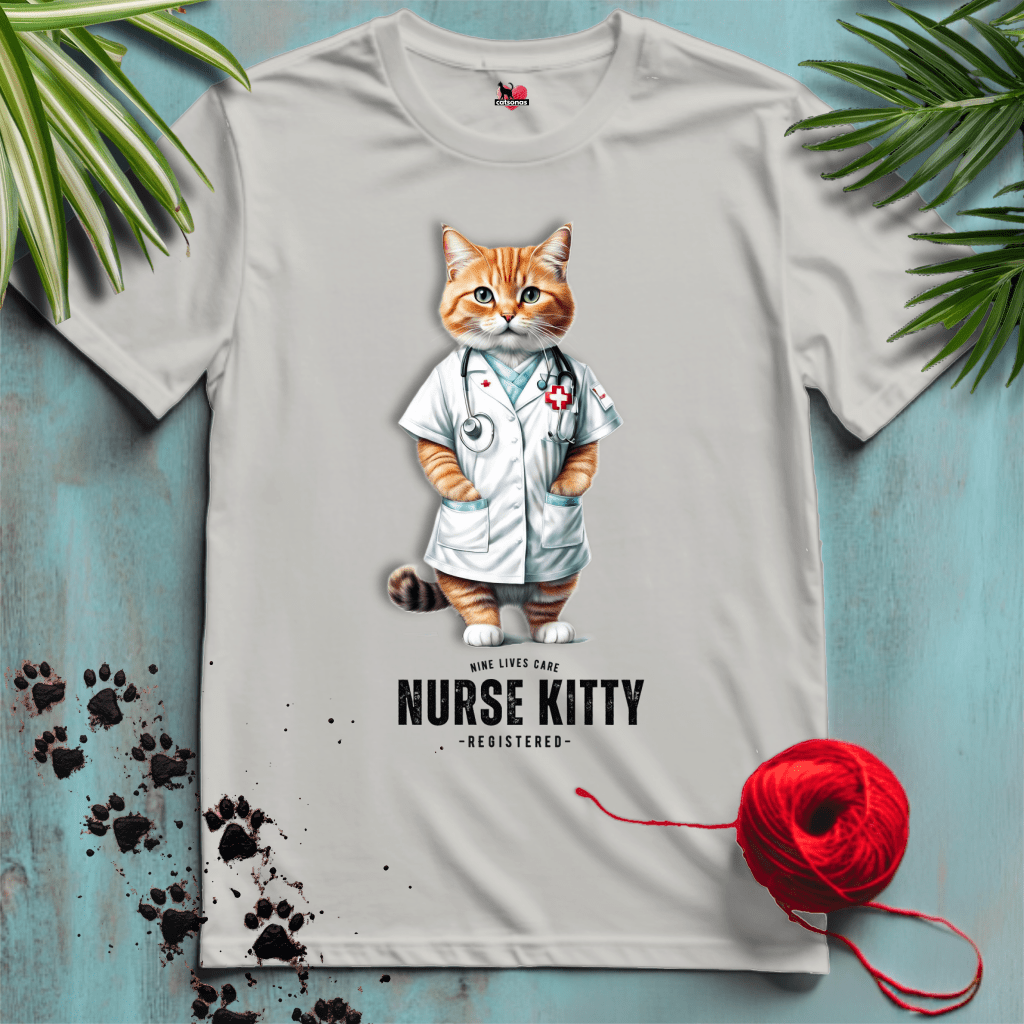 Printify T-Shirt Ice Grey / XL NURSE-KITTY 🩺 NINE-LIVES | Healthcare Cats Collection | REGISTERED