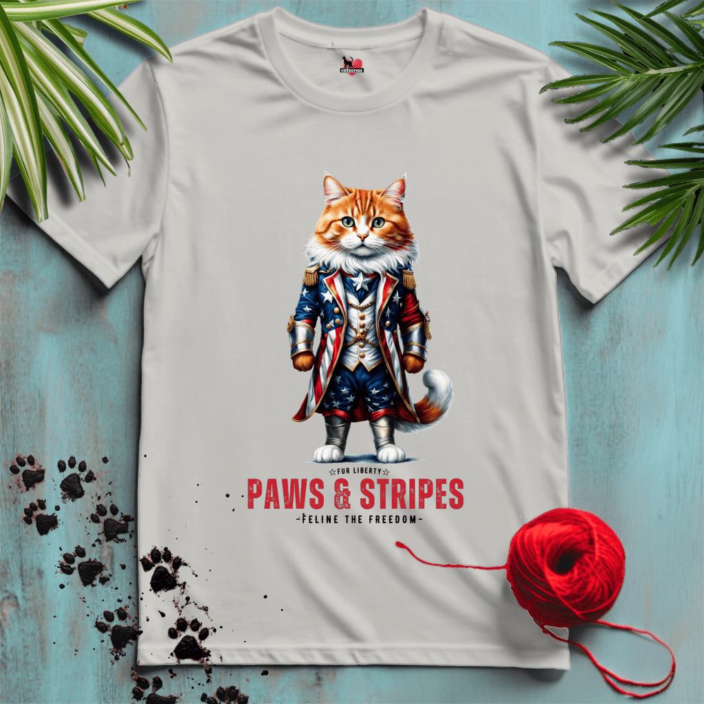 Printify T-Shirt Ice Grey / XL PAWS-AND-STRIPES ๐บ๐ธ PATRIOTIC-CAT | Patriotic Cats Collection