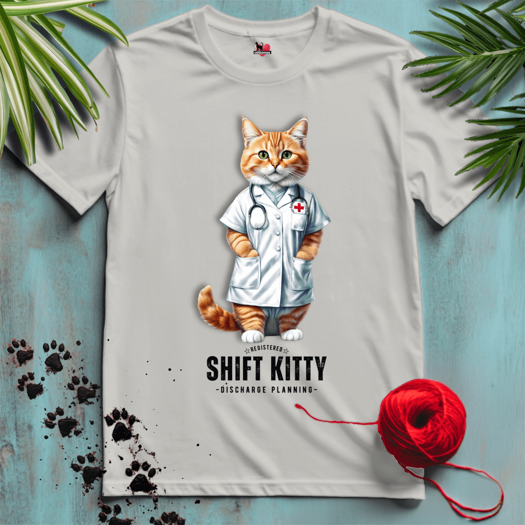 Printify T-Shirt Ice Grey / XL SHIFT-KITTY 🏥 REGISTERED NURSE | Healthcare Cats Collection