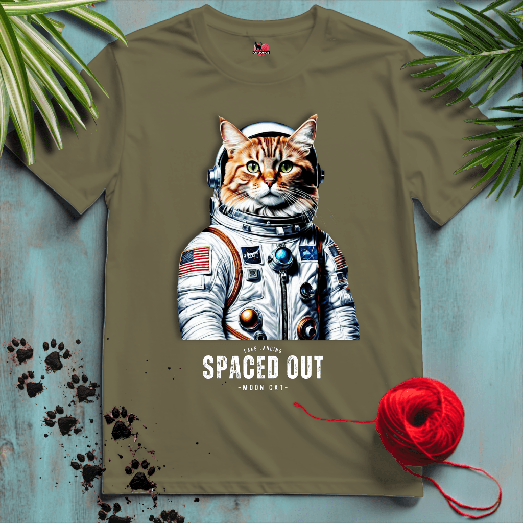 Printify T-Shirt Military Green / S ASTRO-CAT 🚀 SPACED-OUT | Funny Cats Collection